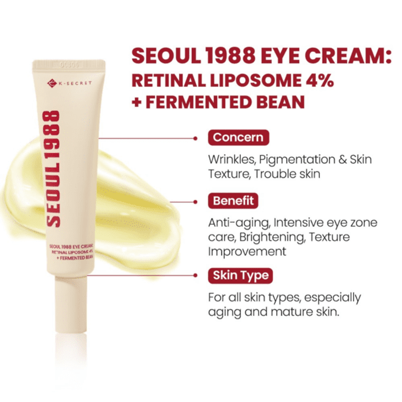 K-SECRET SEOUL 1988 Eye Cream: Retinal Liposome 4% + Fermented Bean